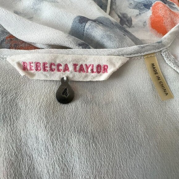 Rebecca Taylor Blouse Women 6 Small Misty‎ Garden Printed 100% Silk Feminine - Picture 8 of 11